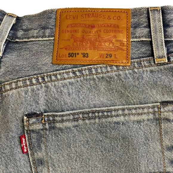 LEVIS 501 '93 PREMIUM BIG E Regular Jeans Denim Shorts Men‎ Size 32x7 Button Fly - Picture 4 of 11